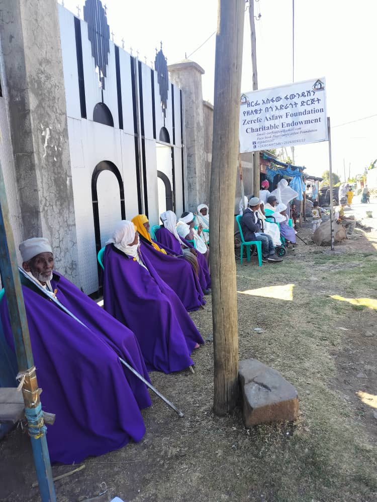 Elders gathered outside Zerfe Asfaw Foundation